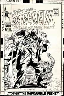 Gene Colan John Tartaglione - Daredevil #32 Large Art Cover (Daredevil Battles Mr Hyde & Cobra! Awesome Battle!) 1967