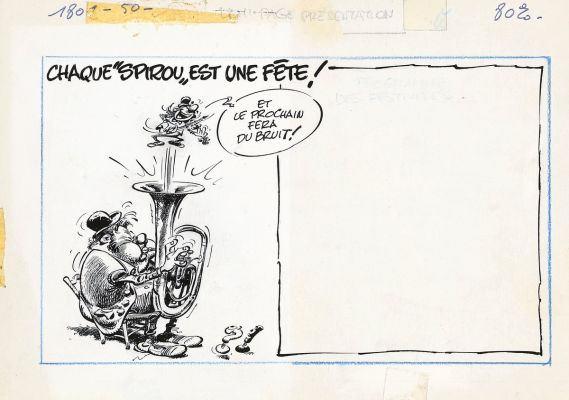 Spirou | Illustration à l’encre de Chine et rehauts à la… | AZ auction
