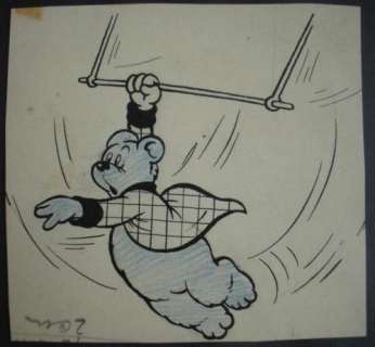 Marten Toonder: Originele tekening Bommel aan trapeze. | Zwiggelaar Auctions