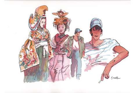 Bastien Vives - Corto Maltese - Océan Noir - 68 - Encres - H:31 L:41 - 2021 - exposé Ã  Milan galerie Nuage en sept oct 2021 -