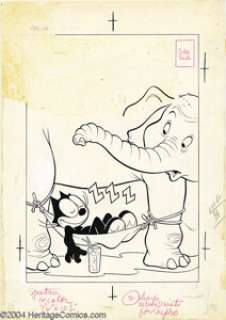 Joe Oriolo - Original Cover Art for Felix the Cat #98 (Harvey, 1958). Felix has mistaken an elephant’s legs for - | Heritage
