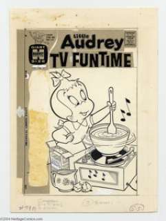Warren Kremer - Little Audrey TV Funtime Cover Original Art (Harvey, 1968). Little Audrey invents the world’s - | Heritage