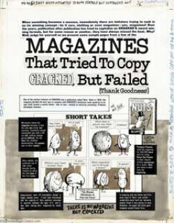 John Severin - Cracked # 212, Group of 2 Pages Original Art (Globe, 1985). John Severin lampoons "Magazines - | Heritage