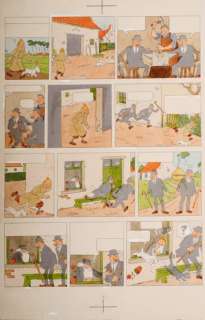 Hergé, Georges Rémi Dit (1907-1983) | Mise en couleur de la page 5 de Â«Â Tintin et l’Ãle NoireÂ». Première édition couleur de 1943. Format 2… | Stanley’s Auction