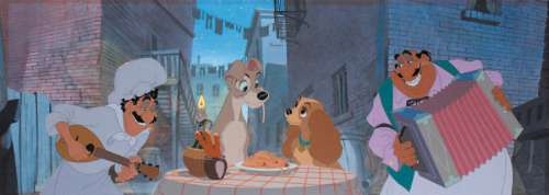 La Belle et le Clochard Studio Walt Disney, 1955. Quatre cellulos&hel | Rossini