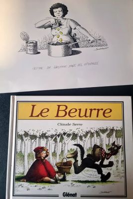 Claude Serre | « Mettre du beurre dans les épinards » Planche Originale Rare signée Claude Serre publiée dans album « le beurre 1994 (taille totale 24 x 32 cm) | Serre