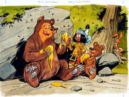 Derib (Claude de Ribeaupierre... | Yakari et les ours. Encre de Chine et encres de couleurs... | Coutau Bégarie