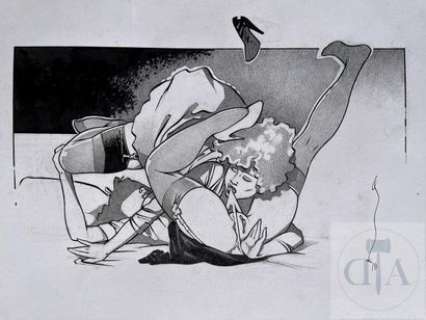 Michetz. Dessin original érotique illustrant 2 femmes. … | Dagoty