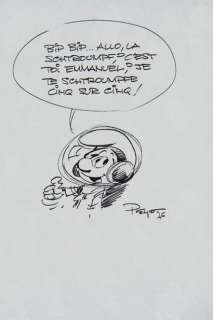 Peyo - Dédicace : | Le Cosmoschtroumpf, édition originale agrémentée d’un... | Tessier Sarrou