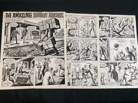 Lot 319 - ROBOT ARCHIE - 3 consecutive pages of original interior comic art from this series, which appeared | Excalibur Auctions