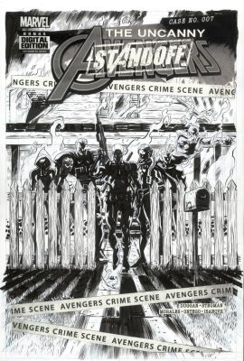 Stegman, Ryan - Uncanny Avengers #7 Cover, Rogue Cable Deadpool Quicksilver Human Torch + 2015 | Cool Lines Art