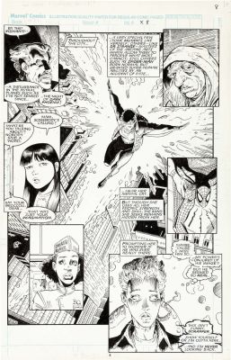 Adams, Art - Uncanny X-Men Annual #14 Pg 8, Great Splashy Page! Phoenix II Calls Out To Dr Strange, Spider-Man & Mutants, 1990 | Cool Lines Art