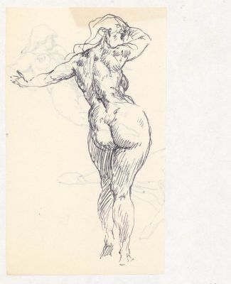 Roy Krenkel | Master Illustrator Krenkel Sketch - Back of Standing Zaftig Woman | Koch Comic Art