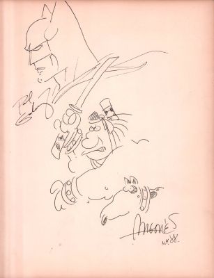 Jam Pieces | Sergio Aragones & Paul Gulacy Batman & Groo Sketches on Sketchbook Paper - Signed - 1988 | Anthony’s Comic Book Art