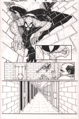 Aaron Kuder | Avenging Spider-Man #13 P.7 - Great Spidey Half Splash - Signed - 2012 | Anthony’s Comic Book Art