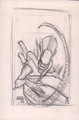 Den Beauvais | Aliens #2 Pencil Cover Prelim - Dark Horse 1989 - Signed | Anthony’s Comic Book Art