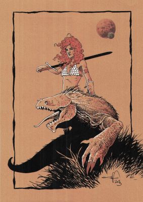 Pellet Philippe | Illustration à l’encre de Chine de Red Sonja | Galerie Napoléon