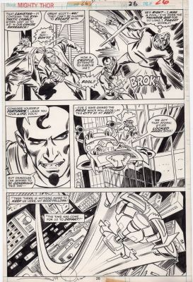 Walt Simonson | Simonson, Walt Signed - Thor #267 Pg 26, Villain in Tech Ship Escapes From Don (Thor) Blake 1978 | Cool Lines Art