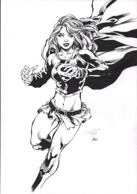 Ediano Silva | Supergirl in Flight Pencil & Ink Commission - Signed - 2016 | Anthony’s Comic Book Art