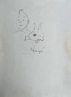 Hergé, Georges Remi Dit (1907-1983) | Dessin sur feuille représentant Tintin et Milou, signé… | Stanley’s Auction