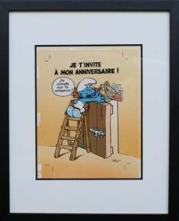 Peyo (Studios) - Mise en couleurs originale et calque pour une carte postale - Les Schtroumpfs - (1991) | Catawiki