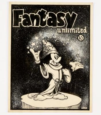 Lot 124 - Mickey Mouse Fantasia original fanzine cover artwork drawn and signed by Peter Parkin for Fantasy | Comic Book Auctions ltd