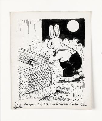 Harrison Cady | Cady, Harrison -Burgess Bedtime Story Daily Panel 11/1 1954 - Peter Rabbit & Penguin | Cool Lines Art