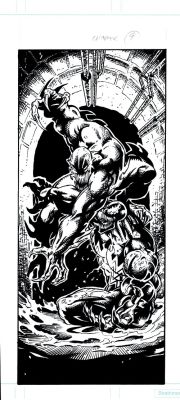Ron Lim | Spider-Man: Venom Factor, Chapter 9 Pinup (2 Venoms Battling in the Sewers!) 1994 | Romitaman