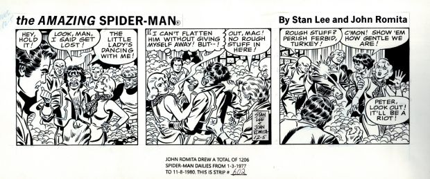 John Romita Sr. | Amazing Spider-Man Daily Strip (Peter in Every Panel Battling At a Disco!) 12-5-78 | Romitaman