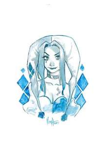 Mirka Andolfo - watercolour "Harley Quinn" 25 x 35 cm 