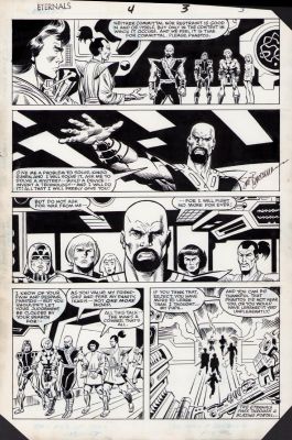 Sal Buscema | Eternals #4 Pg. 3 - Whole Team Shots Page - Signed | Anthony’s Comic Book Art