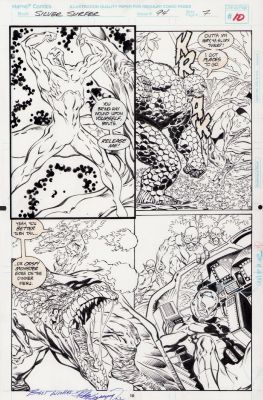 Ray Kryssing, Tom Grindberg | Silver Surfer #94 Pg. 7 - Human Torch, Thing, Silver Surfer Page - Signed 2X | Anthony’s Comic Book Art
