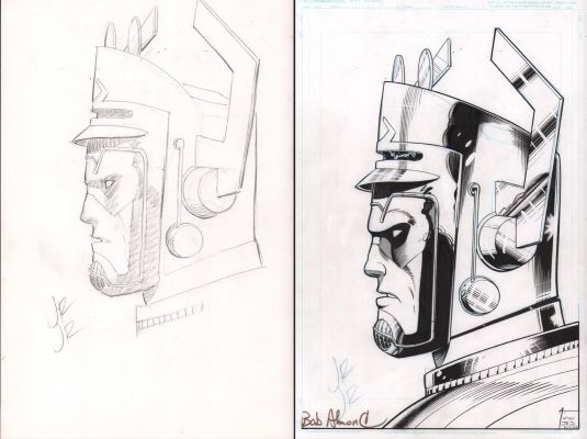 Bob Almond, John Romita Jr. | Galactus Profile Pencil & Inks 2Pc - Signed - 2025 | Anthony’s Comic Book Art