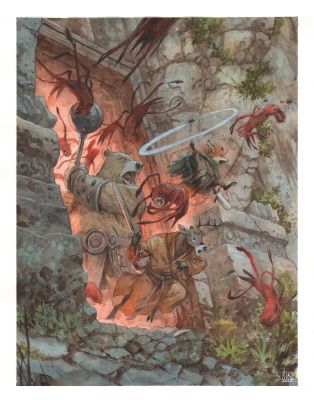 HENRICHON NIKO - Couverture originale de Fang du Tome 2 -A la poursuite d‘Adalfaor-