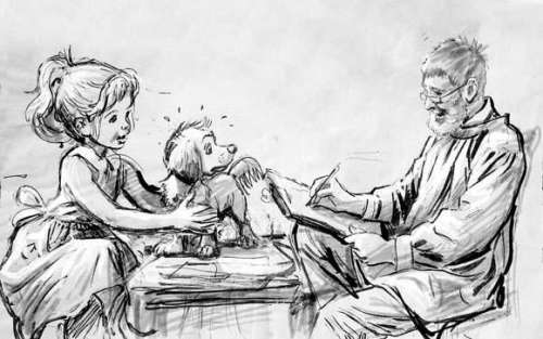 MARLIER. Marcel. Â« Martine Â». Dessin Ã  l’encre de Chine noire et rehauts | Tessier Sarrou