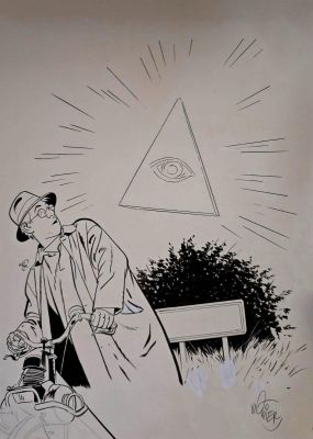 Dodier Alain | Illustration originale pour l’intégrale 2 Jérôme K. Jérôme Bloche | Galerie Napoléon