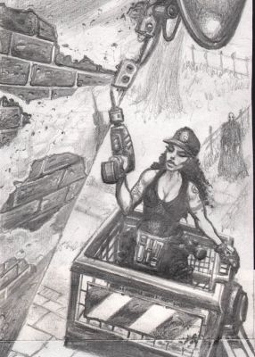 Clint Langley – Female Mechanic illustration – 9×5 inches | Berserker Art