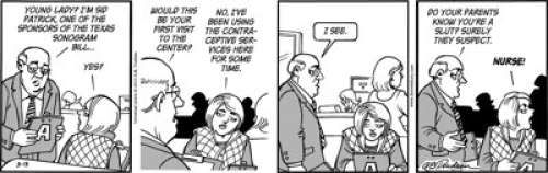 Trudeau, Garry | Garry Trudeau "Texas Abortion Law" Doonesbury Daily 3-13-2012 Comic Strip NFT Digital Art Print Original Art #1/1 ... | Heritage