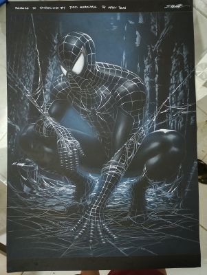 Manu Silva | Spider Man homage to Spider man#1 after Todd McFarlane Connecting 2x Black paper 11x17 Pages by Manu Silva | Raremarq (Buy It Now)