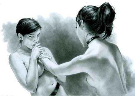 Erich Hartmann - Original drawing - Lady and slave - Cuentos Medievales - Page volante - (2018) | Catawiki