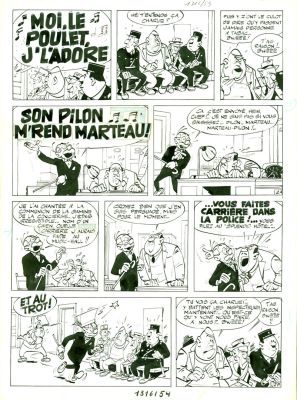 Tillieux | Gil Jourdan, "La poursuite" planche 2 | Galerie OPA