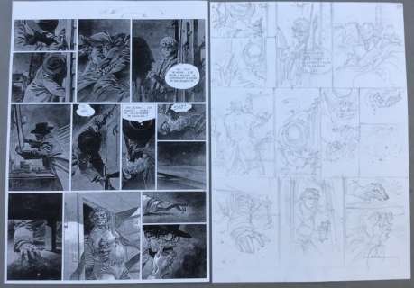 Hermann - Planche originale crayonnés (p.28) avec Inversion de cases premières strip  - Jeremiah T24 - Le Dernier Diamant  - (2003) | Catawiki