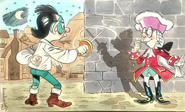 Lino Landolfi | Original illustration cm. 29x17. Gouache on board. Signed. Code 2099. | Segni e Disegni