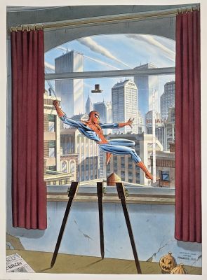 Illustrazione Originale Giorgio Comolo Spider-man after Magritte 1933 | Venere Comic Art