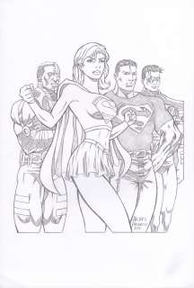 Alcides Pacheco | Supergirl, Cyborg, Superboy & Robin Pinup | Abel Original Art