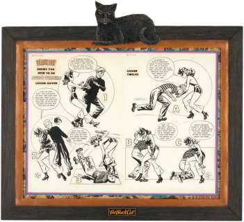 LEE ELIAS "BLACK CAT" #12 COMIC BOOK DOUBLE-PAGE SPREAD ORIGINAL ART FRAMED DISPLAY. | Hake’s