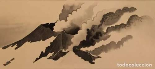 La erupción del Etna. Monnerat (Suiza 1917- Esp 2005), dibujo original | todocoleccion (Buy It Now)