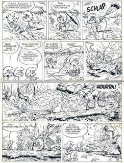 Peyo | LES SCHTROUMPFS Â«Le cosmoschtroumpfÂ», planche originale Ã  l’encre | Cornette de St Cyr