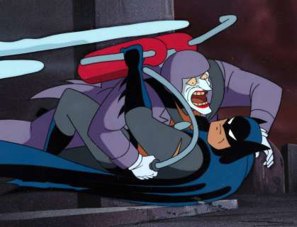 "BATMAN: MASK OF THE PHANTASM" FRAMED PRODUCTION ANIMATION CEL & ORIGINAL ART BACKGROUND. | Hake’s