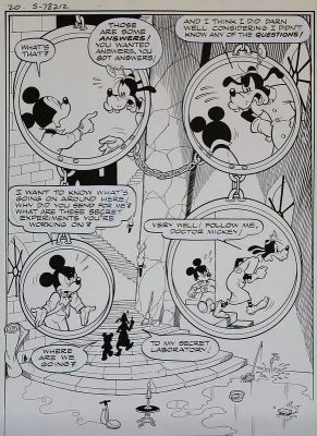 Hector Adolfo de Urtiága (Crayonné), Rubén Torreiro (Encrage), Greg Crosby (Scénariste), Walt Disney (Concept) | Hector Adolfo De Urtiága - De Urtiaga, Mickey Mouse, Dingo Frankenstein, planche n°20, 1979. | 2DGalleries